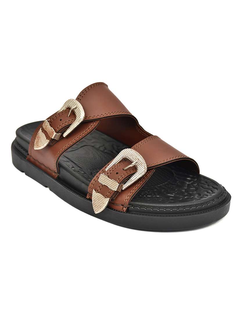 men brown slip on sandal - 22635356 -  Standard Image - 2