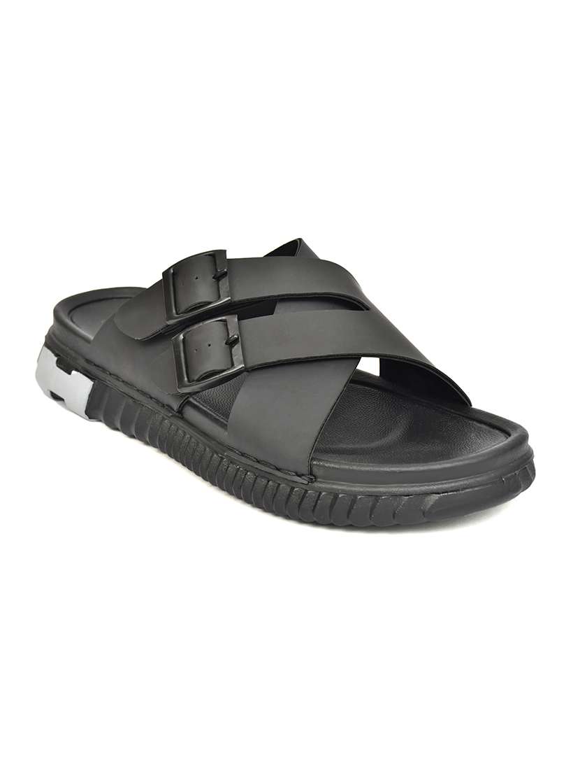 men black slip on sandal - 22635359 -  Standard Image - 2