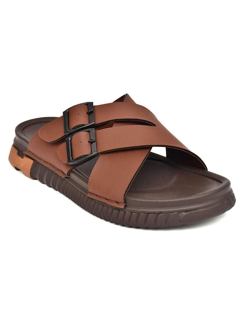 men brown slip on sandal - 22635360 -  Standard Image - 2