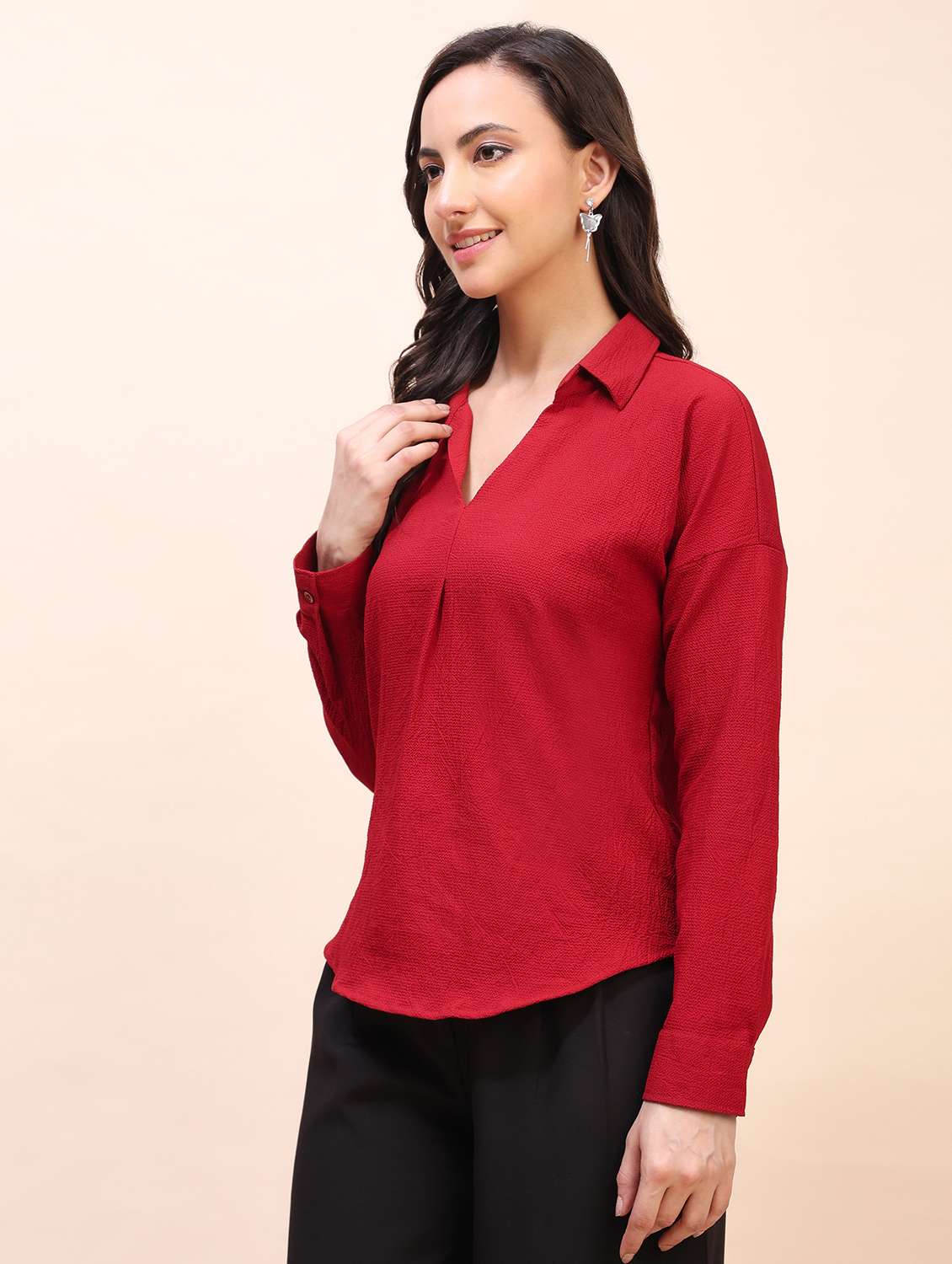 Women Solid Long Sleeves Regular Top - 22635397 -  Standard Image - 2