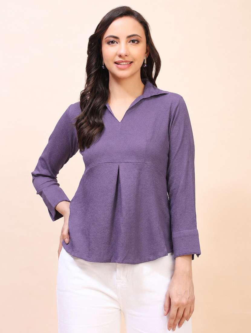 women solid long sleeves regular top