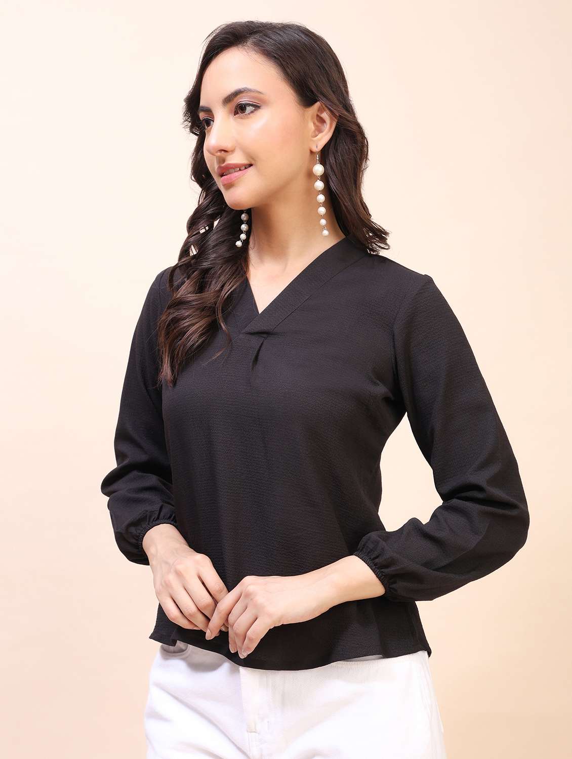 women solid long sleeves regular top - 22635407 -  Standard Image - 2