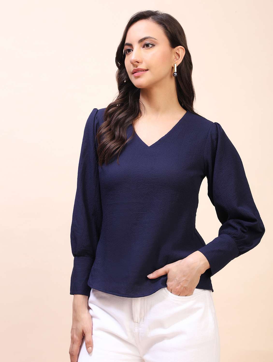 Women Solid Long Sleeves Regular Top - 22635420 -  Standard Image - 2