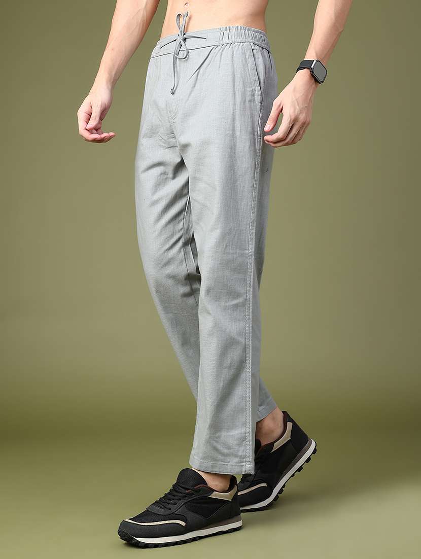 Men Textured Mid Rise Flat Front Casual Trouser - 22637957 -  Standard Image - 2