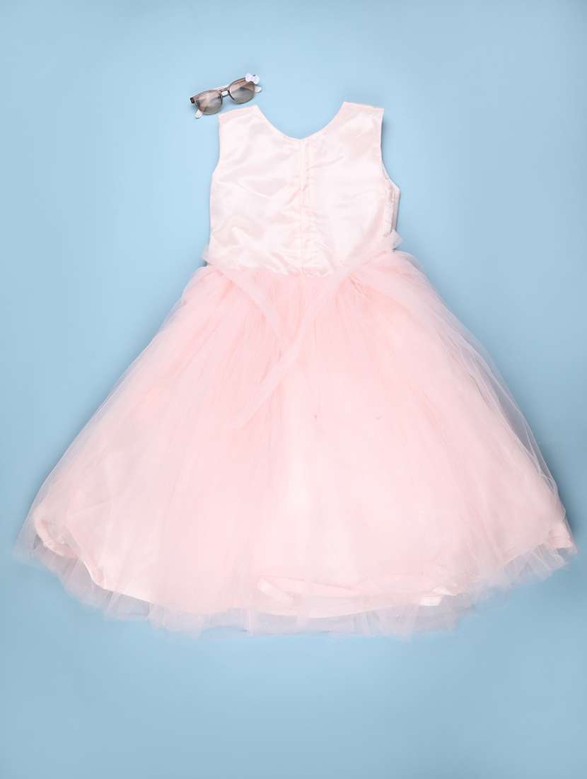 Girls Solid Sleeveless Fit And Flare Dress - 22638389 -  Standard Image - 2