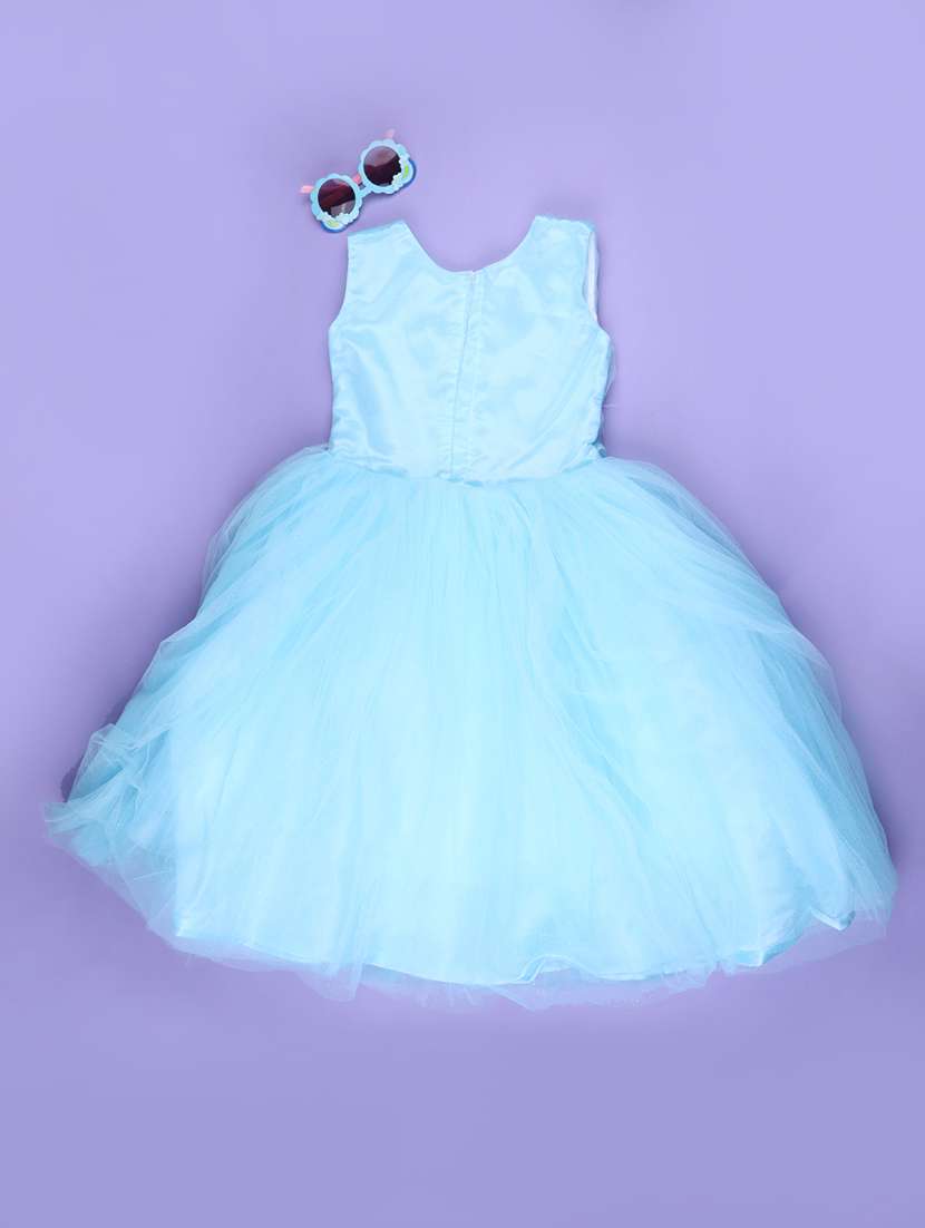 Girls Solid Sleeveless Fit And Flare Dress - 22638399 -  Standard Image - 2