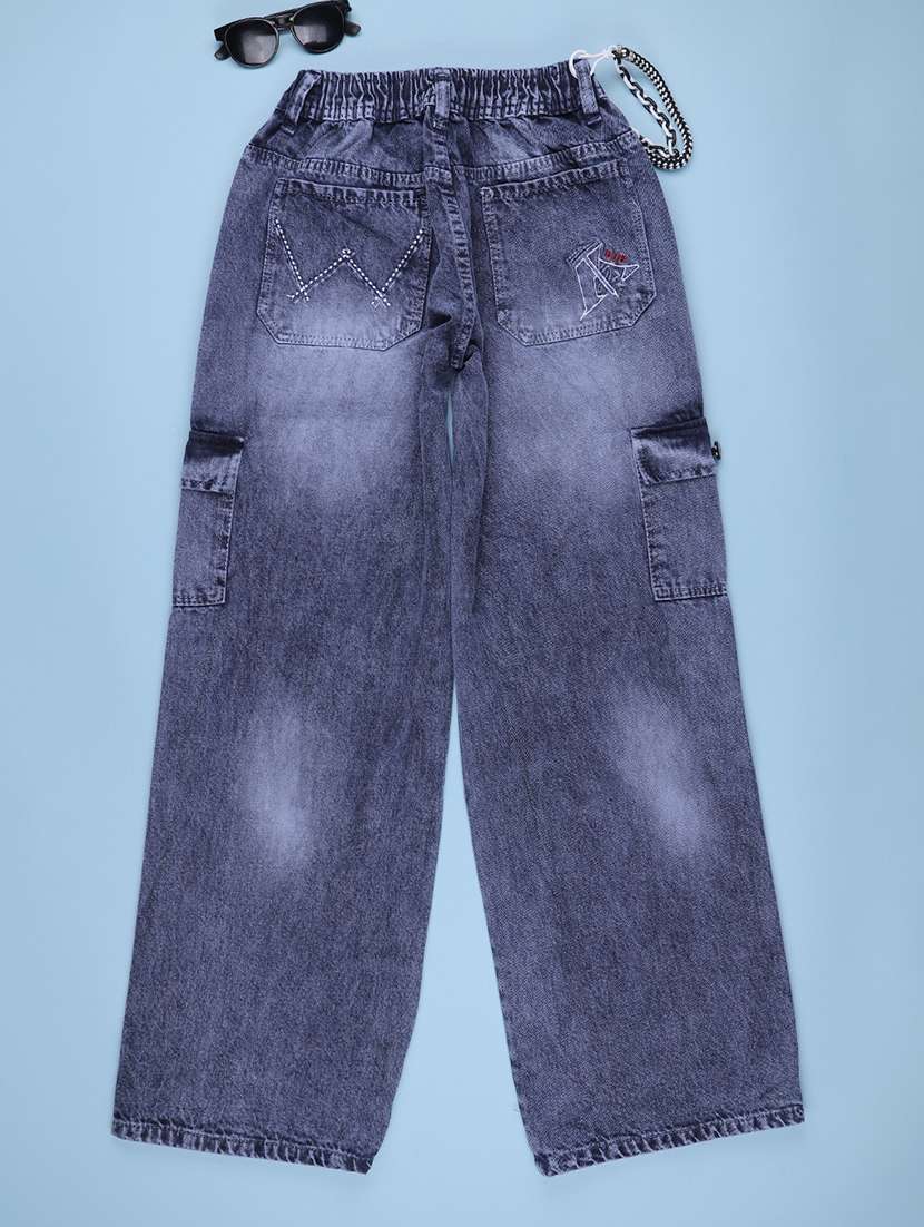 Boys Washed Mid Rise Regular Fit Cargo - 22638598 -  Standard Image - 2