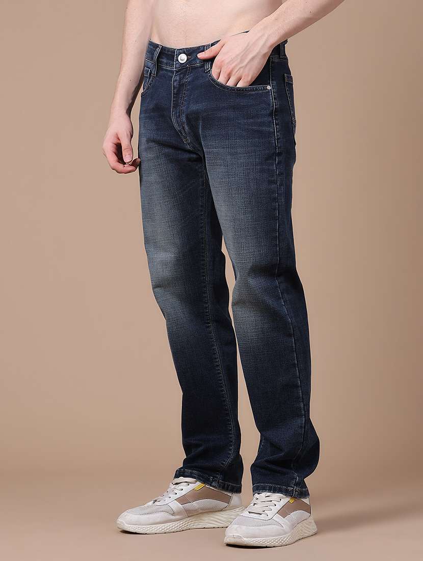 Men Washed Mid Rise Full Length Straight Jeans - 22638697 -  Standard Image - 2