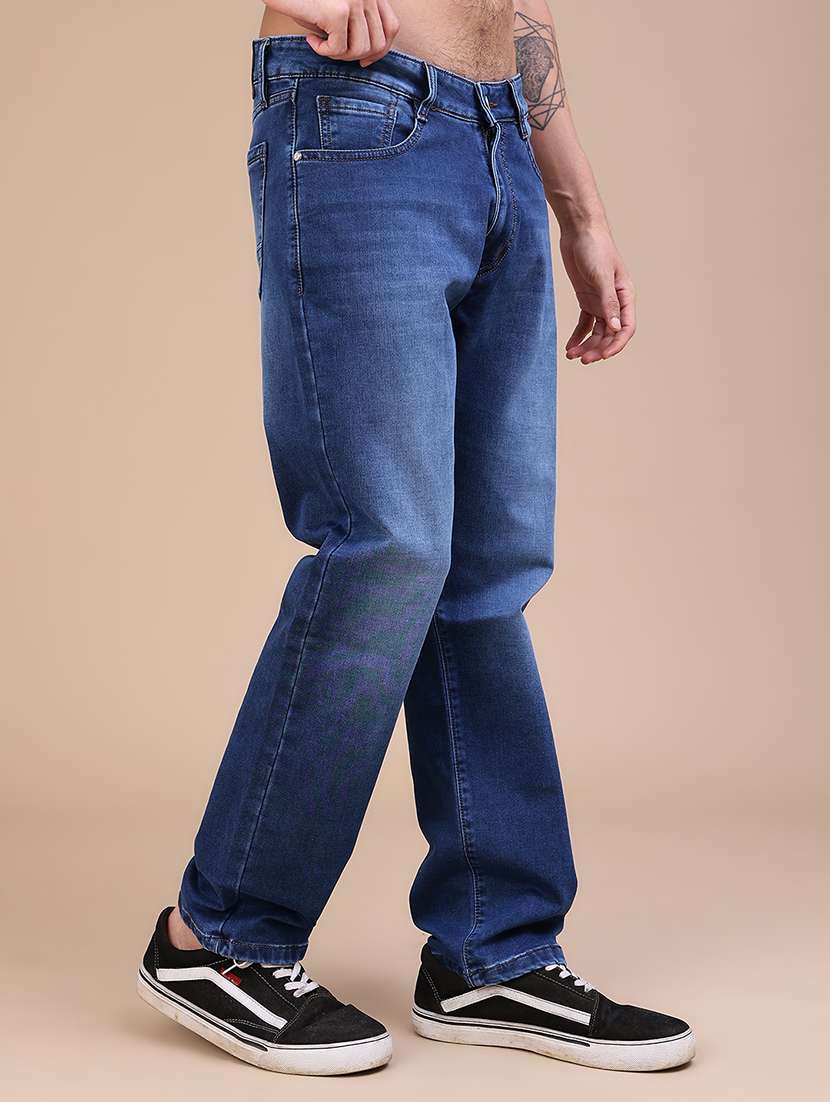 Men Washed Mid Rise Full Length Straight Jeans - 22638845 -  Standard Image - 2