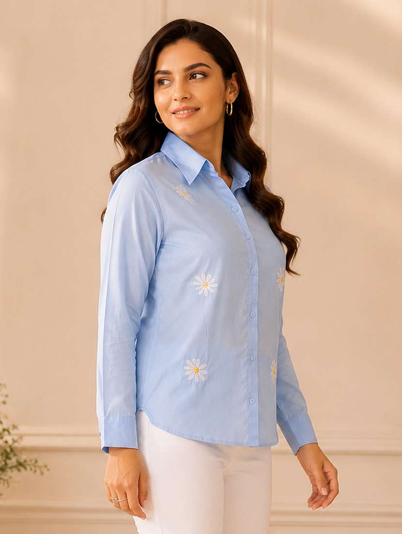 Women Embroidered Long Sleeves Regular Fit Shirt - 22639252 -  Standard Image - 2