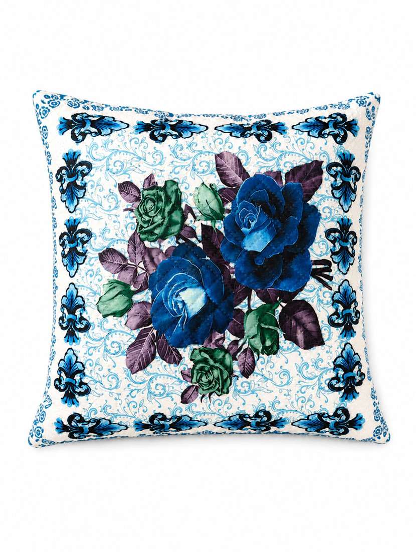 Set Of 2 Blue & Green Floral Printed Square Cushion Covers - 22639285 -  Standard Image - 2