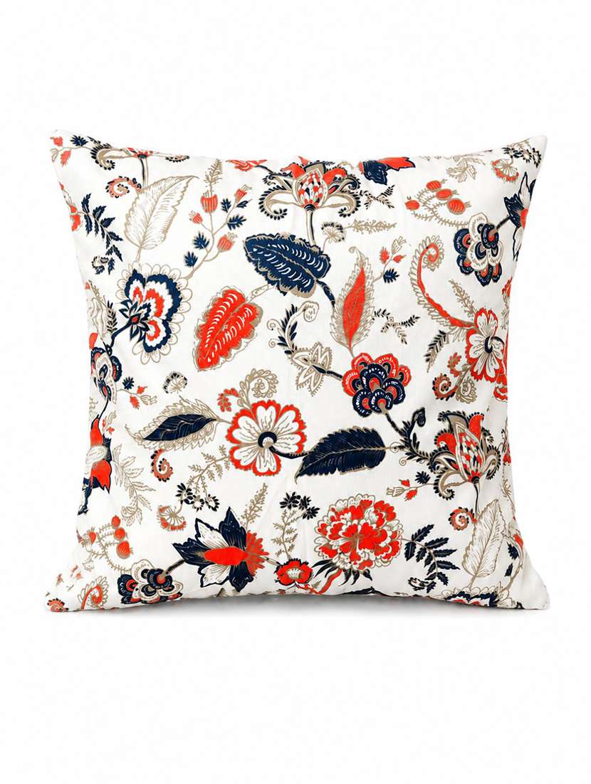 set of 2 ivory multicolour floral printed square cushion covers - 22639288 -  Standard Image - 2