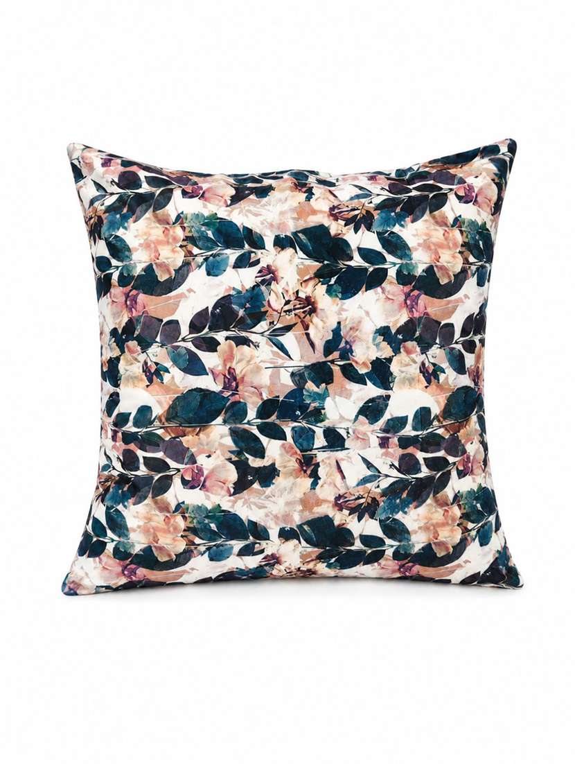 set of 2 teal blue & blush pink floral printed square cushion covers - 22639297 -  Standard Image - 2
