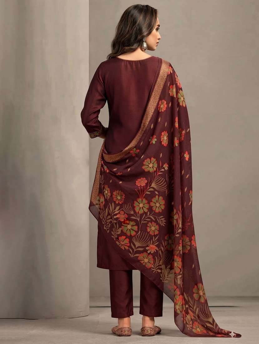Women Embroidered Three Quarter Sleeve Kurta Pant With Dupatta Set - 22639312 -  Standard Image - 2