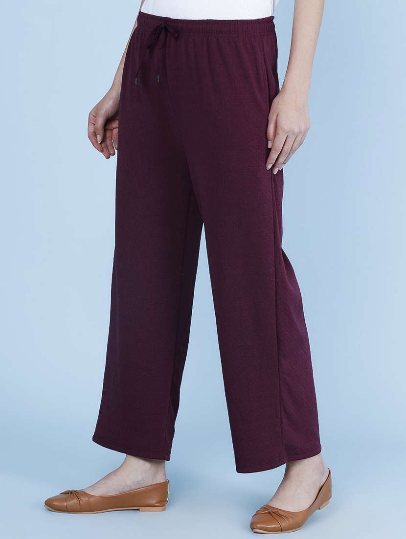Women Textured Mid Rise Straight Trouser - 22639325 -  Standard Image - 2