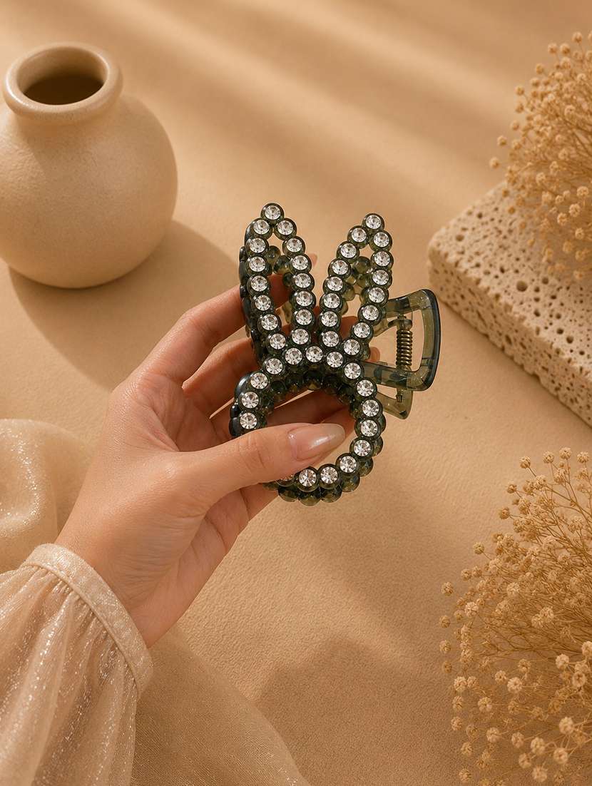 olive green rhinestone hair claw clip for women - 22639716 -  Standard Image - 2