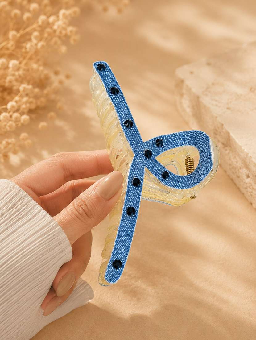 sky blue denim hair claw clip for women - 22639721 -  Standard Image - 2
