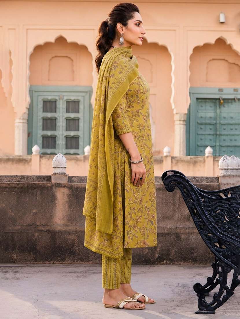Women Printed Three Quarter Sleeve Kurta Pant With Dupatta Set - 22640329 -  Standard Image - 2