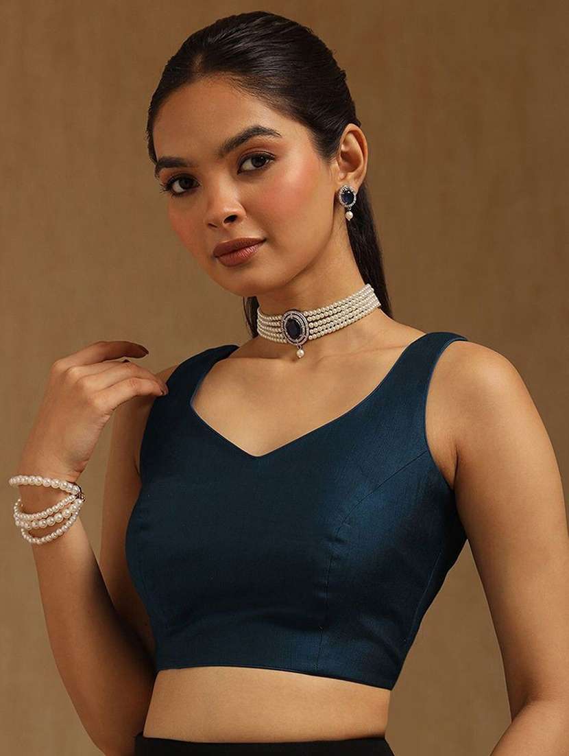 women solid sleeveless stitched blouse - 22640357 -  Standard Image - 2