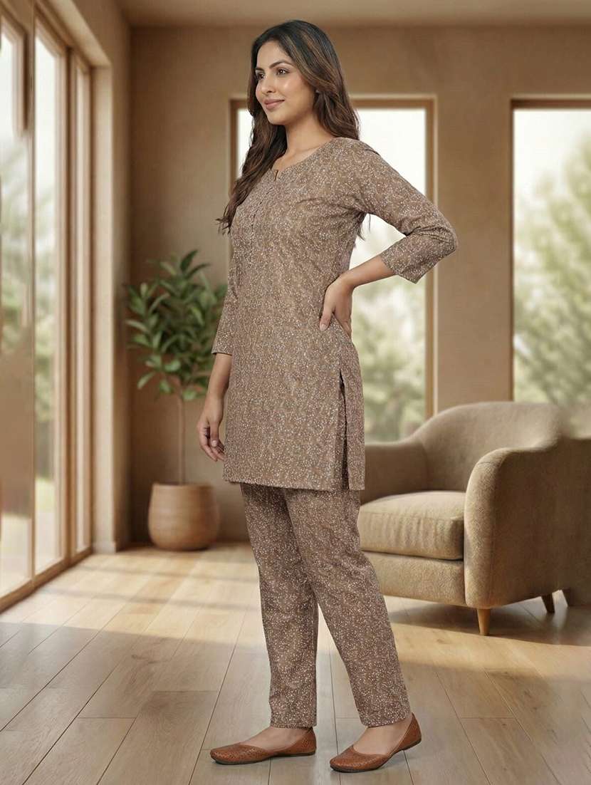 women printed three quarter sleeves ethnic co-ord set - 22640382 -  Standard Image - 2