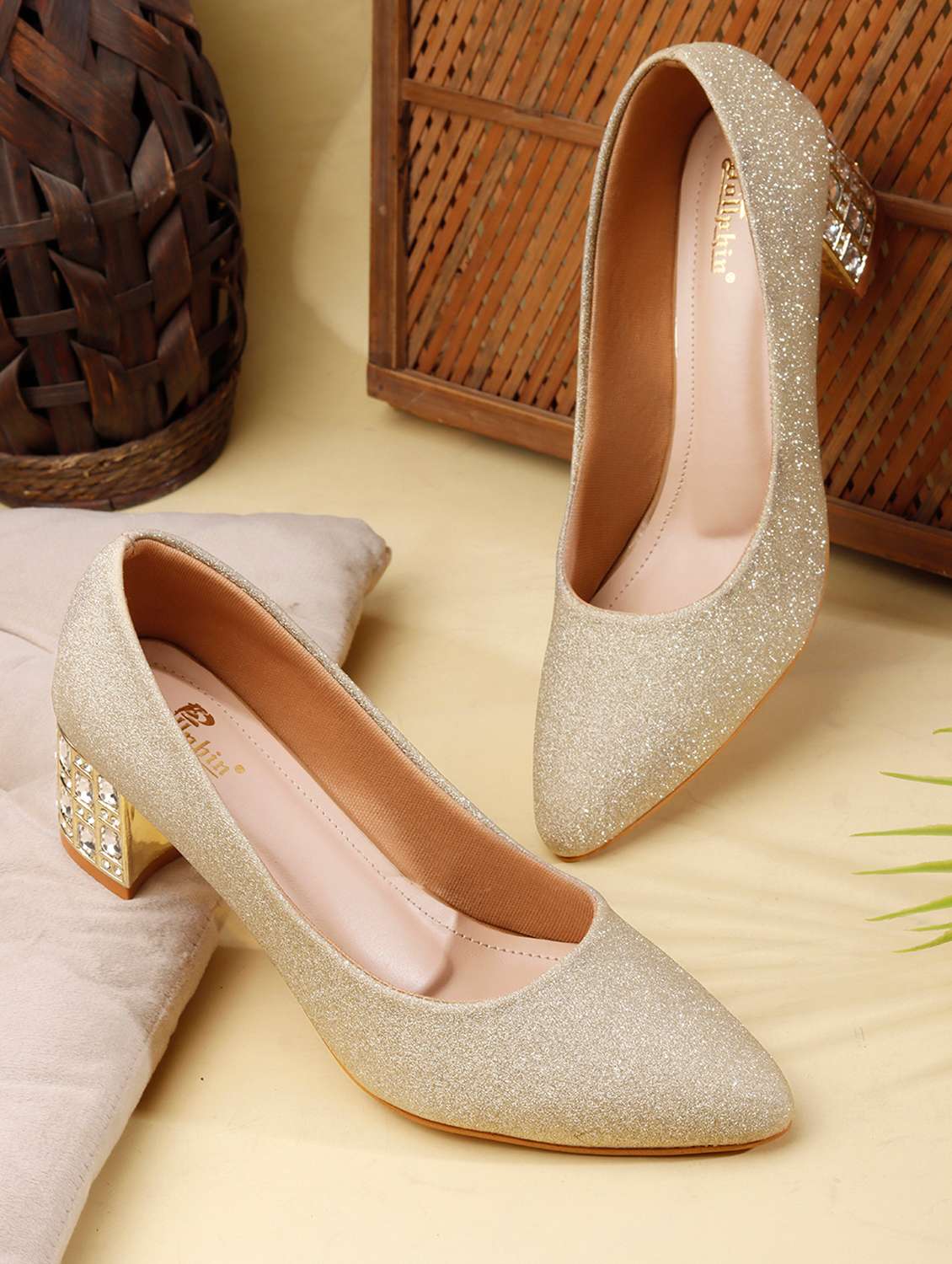 women embellished slip on pumps
