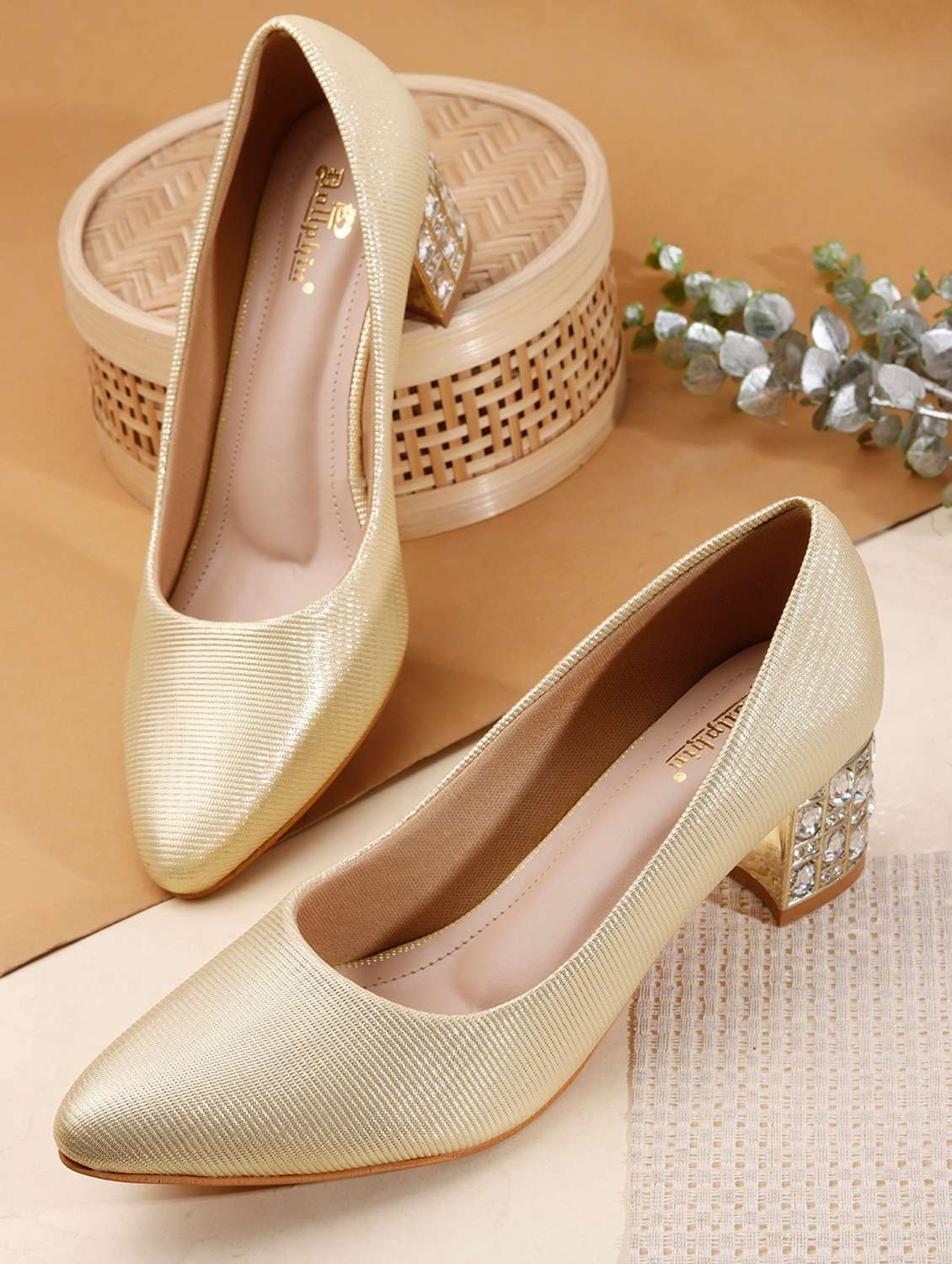 women embellished slip on pumps
