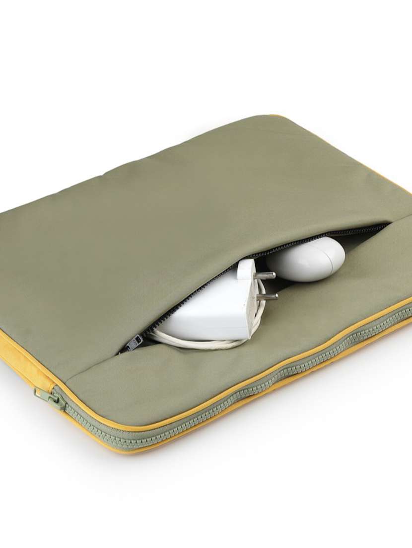 Yellow Polyester Quilted Zip Laptop Sleeve - 22642554 -  Standard Image - 2