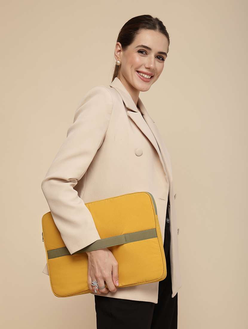 Yellow Polyester Quilted Zip Laptop Sleeve - 22642554 -  Standard Image - 7