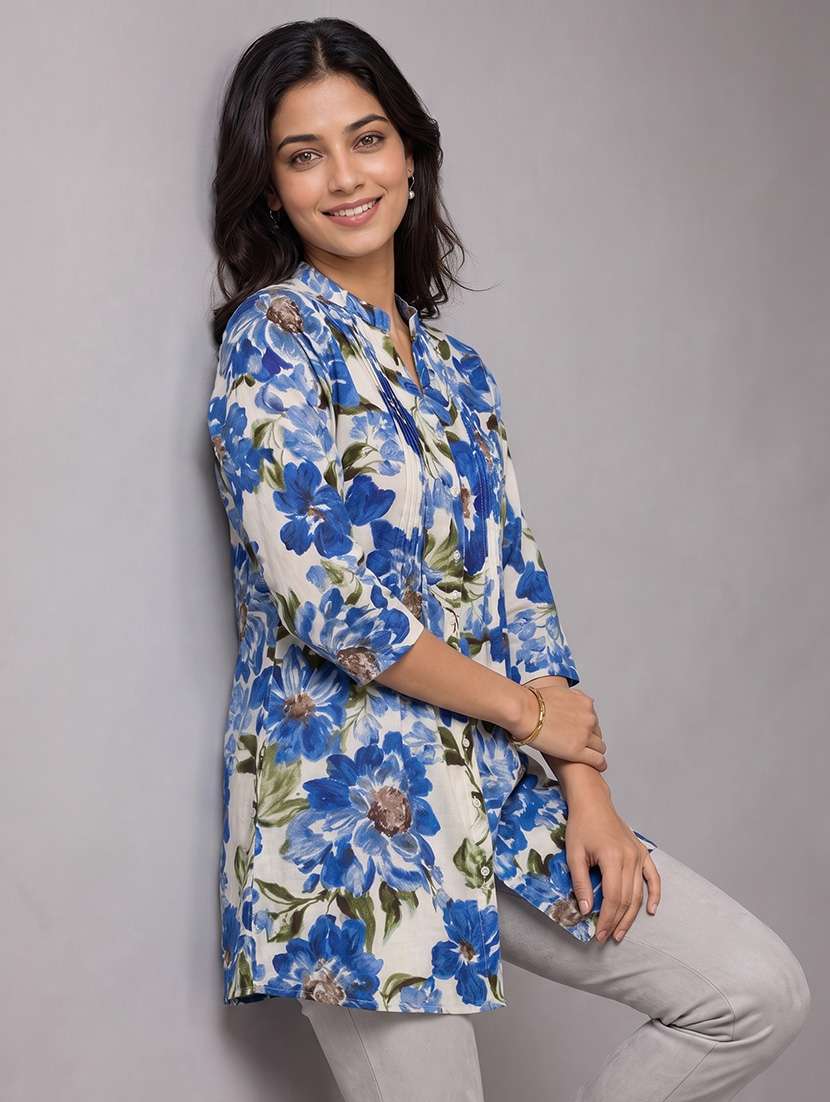 Women Floral Printed Three Quarter Sleeves Regular Shirt - 22657870 -  Standard Image - 2
