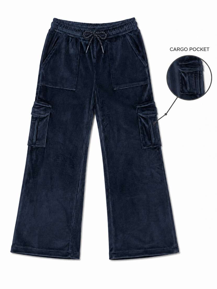 Girls Solid Mid Rise Relaxed Fit Cargo - 22658227 -  Standard Image - 2