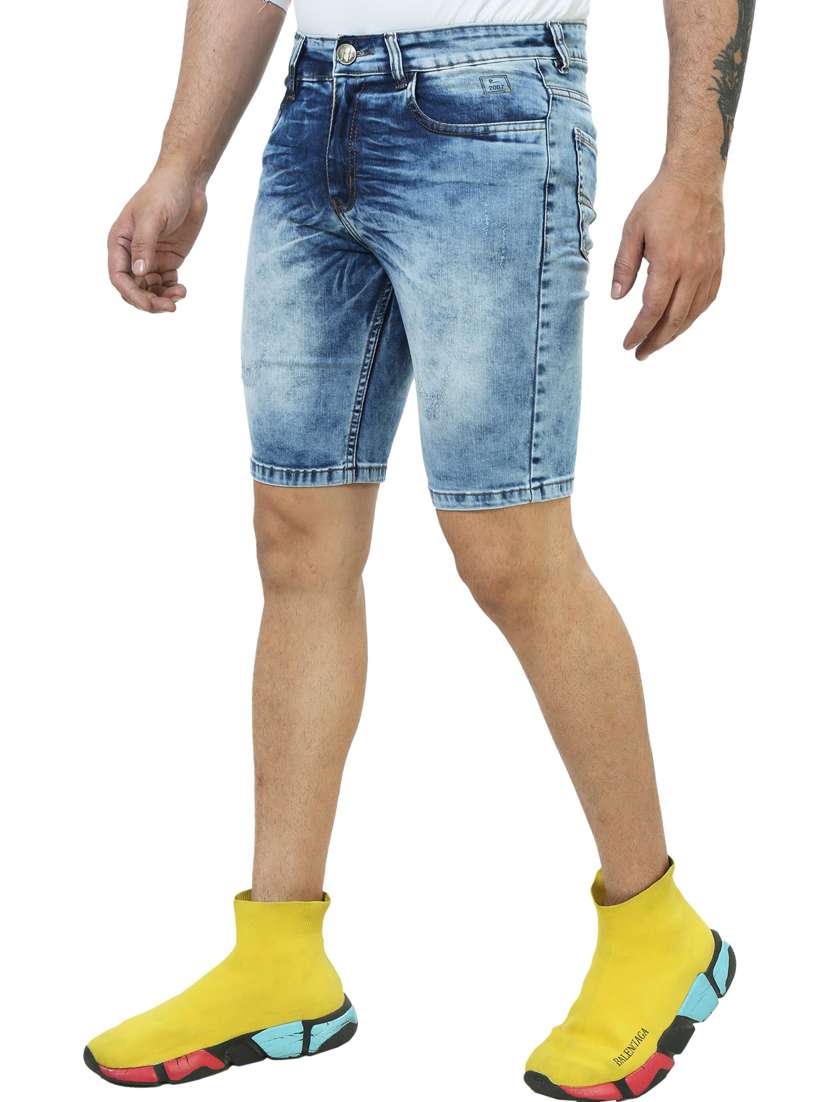 men washed mid rise slim fit denim shorts - 22658327 -  Standard Image - 2