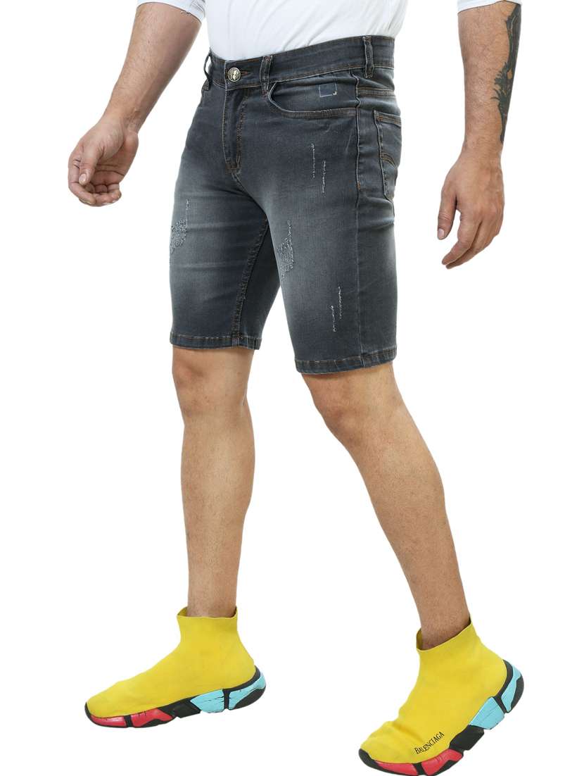 men washed mid rise slim fit denim shorts - 22658331 -  Standard Image - 2