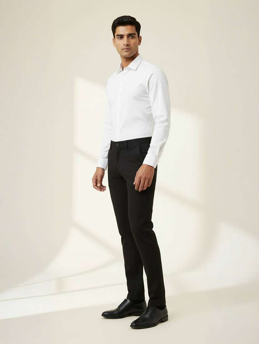 men solid mid rise flat formal trouser - 22658397 -  Standard Image - 2