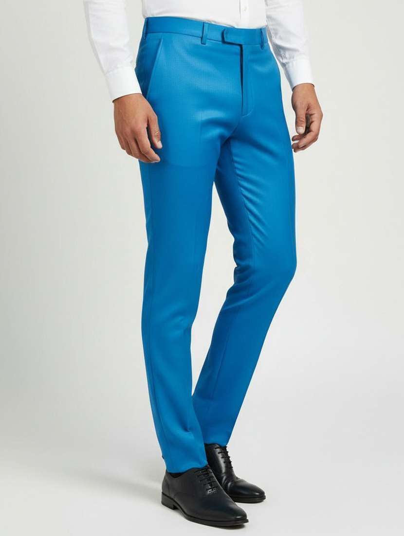 men solid mid rise flat formal trouser - 22658398 -  Standard Image - 2