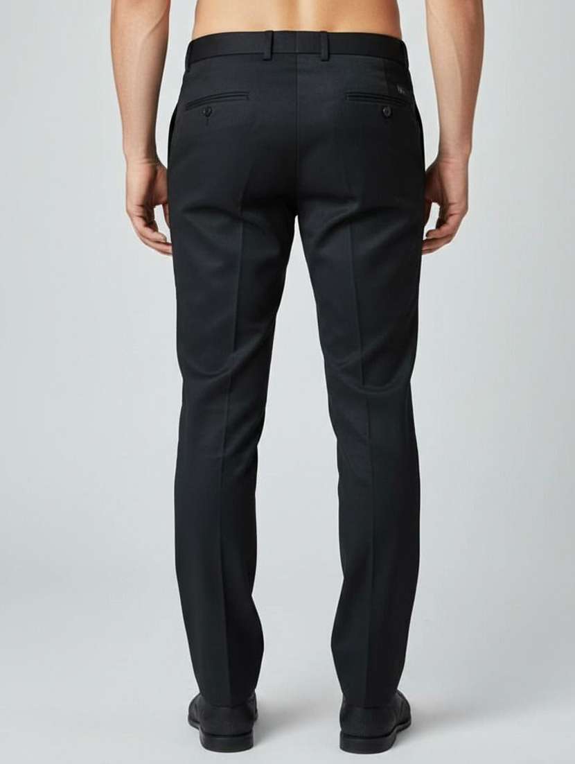 men solid mid rise flat formal trouser - 22658400 -  Standard Image - 2