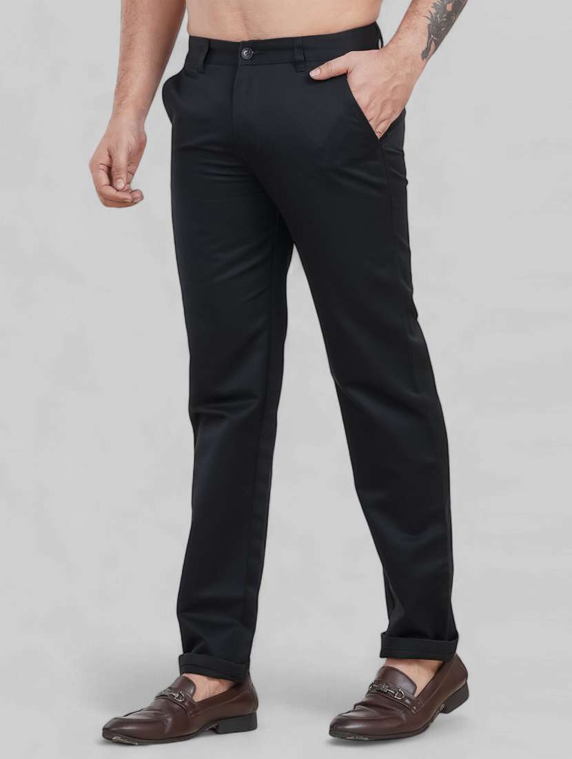 men solid mid rise flat formal trouser - 22658404 -  Standard Image - 2