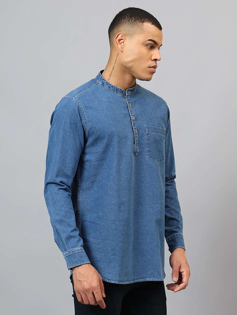 men solid mandarin neck short kurta - 22658439 -  Standard Image - 2