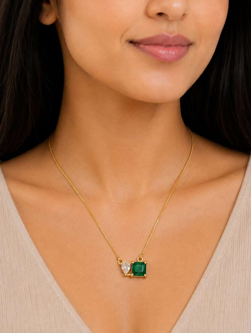 Women Gold Stone Detailed Pendant - 22658467 -  Standard Image - 2