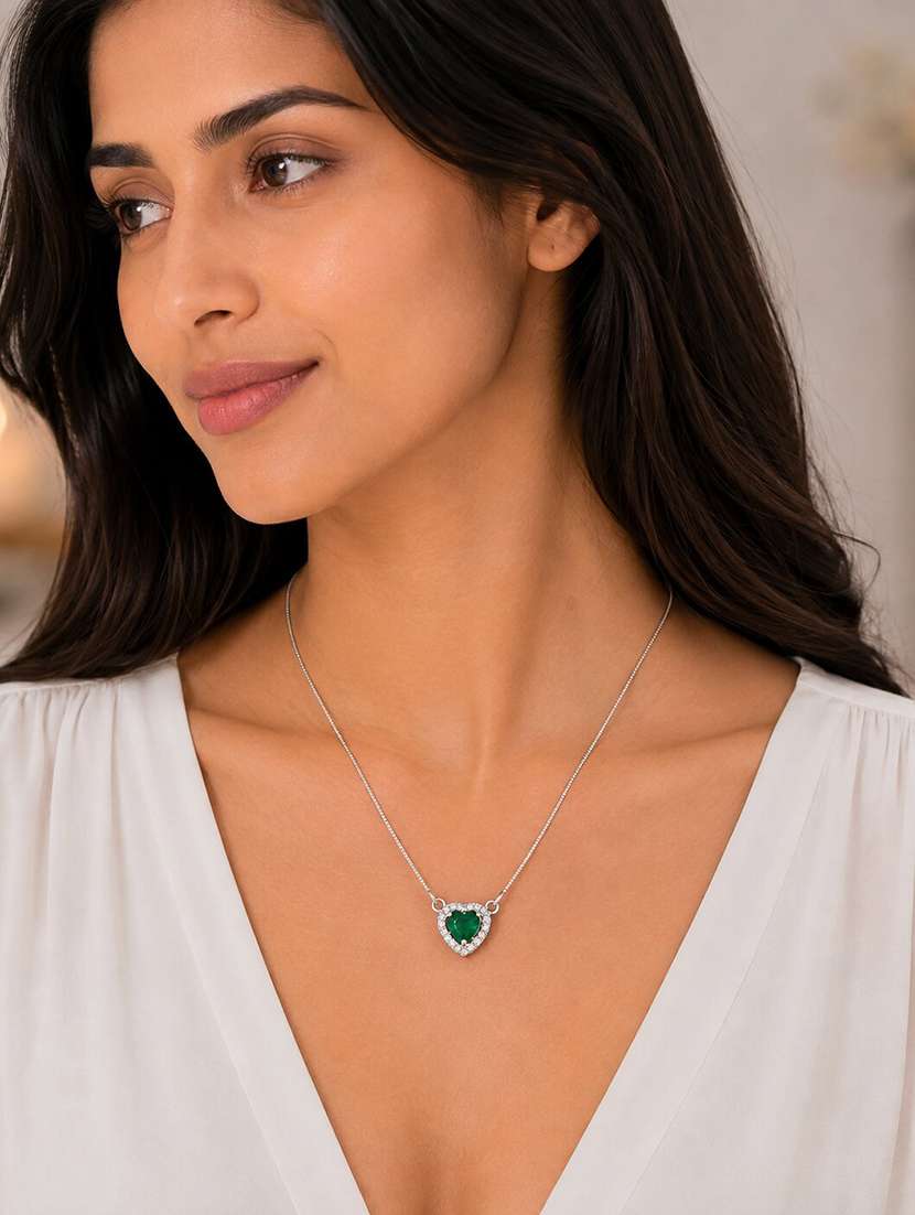 heart-shaped crystal pendant necklace with cz stone detailing - 22658469 -  Standard Image - 2