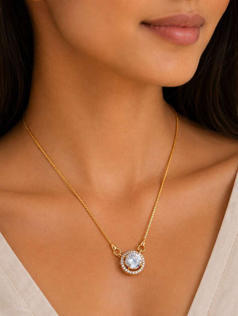 dazzling round solitaire pendant necklace with cz stone halo - 22658480 -  Standard Image - 2