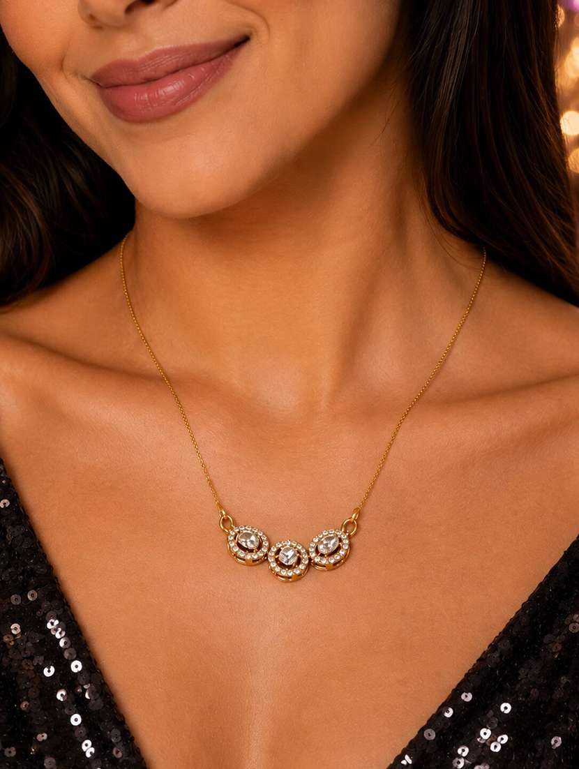 triple oval crystal pendant necklace with sparkling cz stonework - 22658483 -  Standard Image - 2