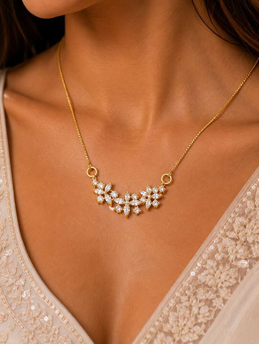 elegant floral cz necklace with marquise crystal cluster pendant - 22658484 -  Standard Image - 2