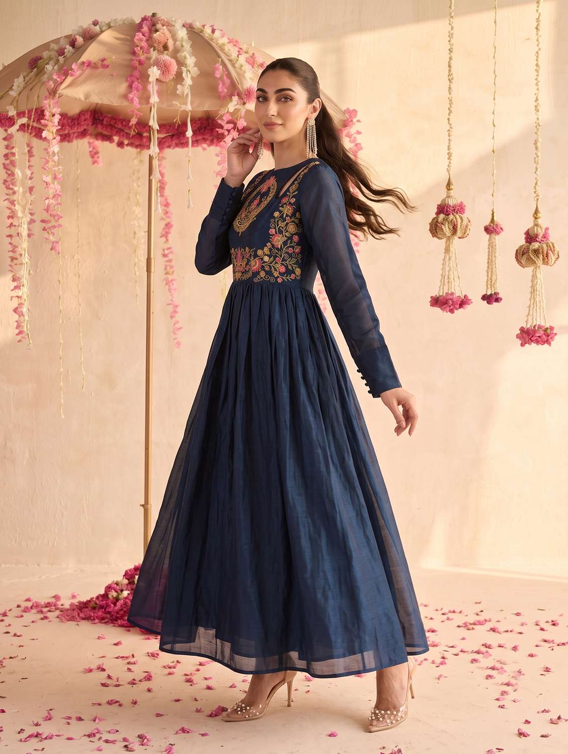 Women Embroidered Long Sleeves Anarkali Dress - 22658512 -  Standard Image - 2