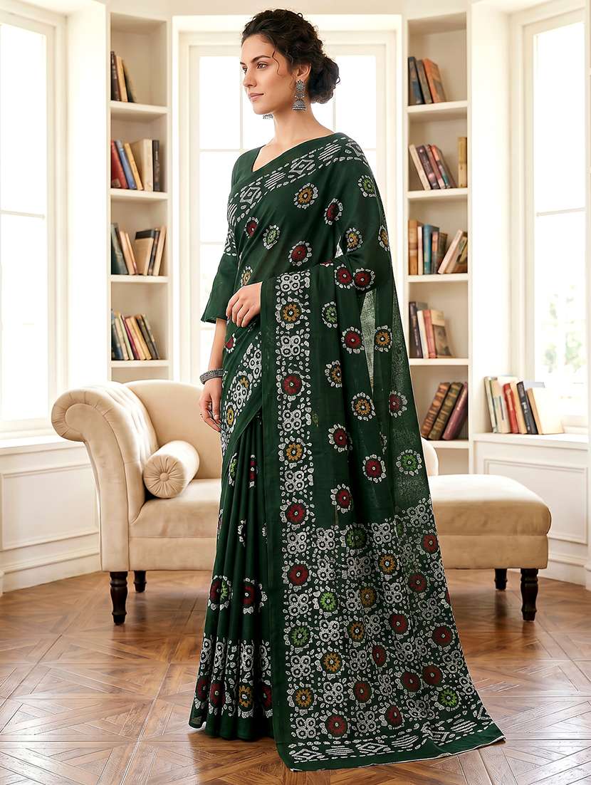Women Printed Casual Wear Saree With Blouse - 22658695 -  Standard Image - 2