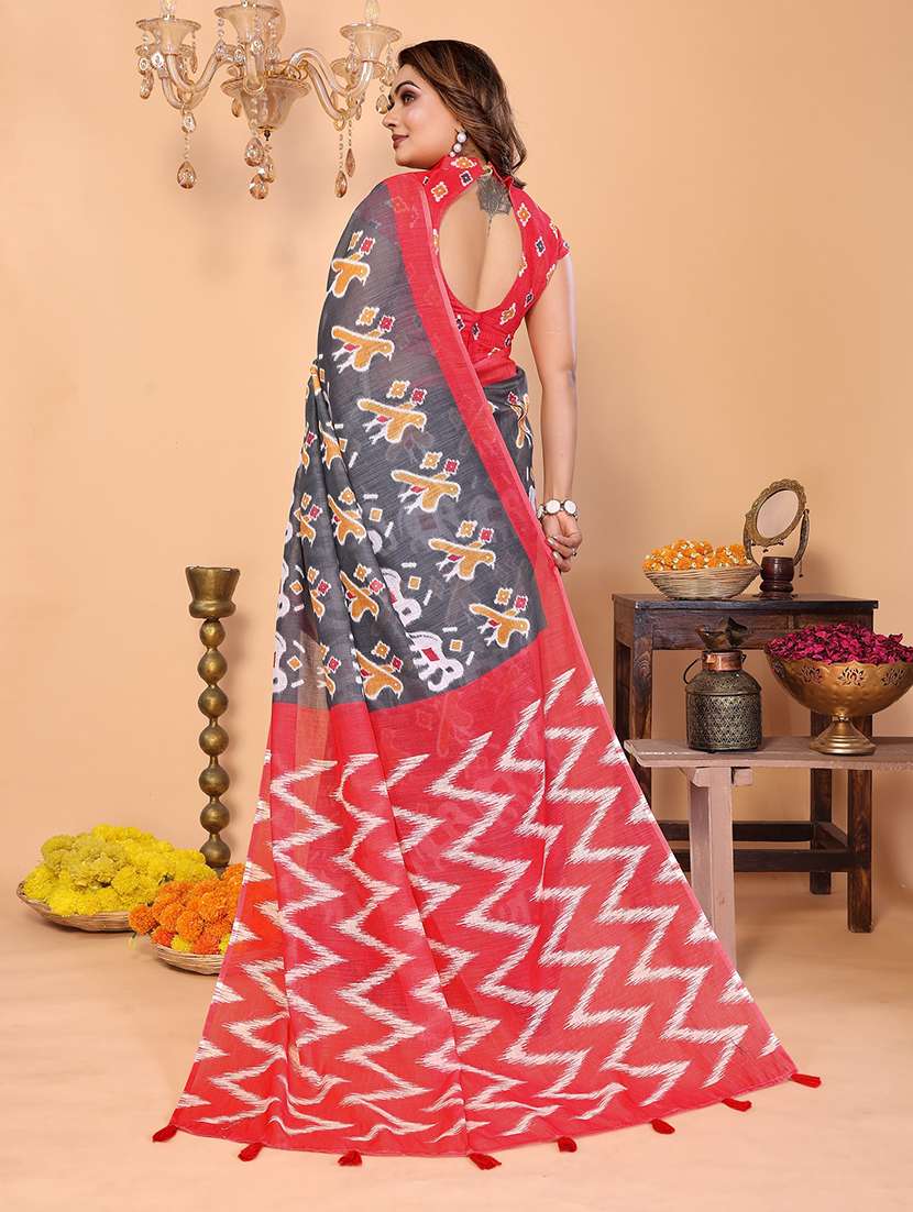 Women Printed Patola Saree With Blouse - 22658813 -  Standard Image - 2