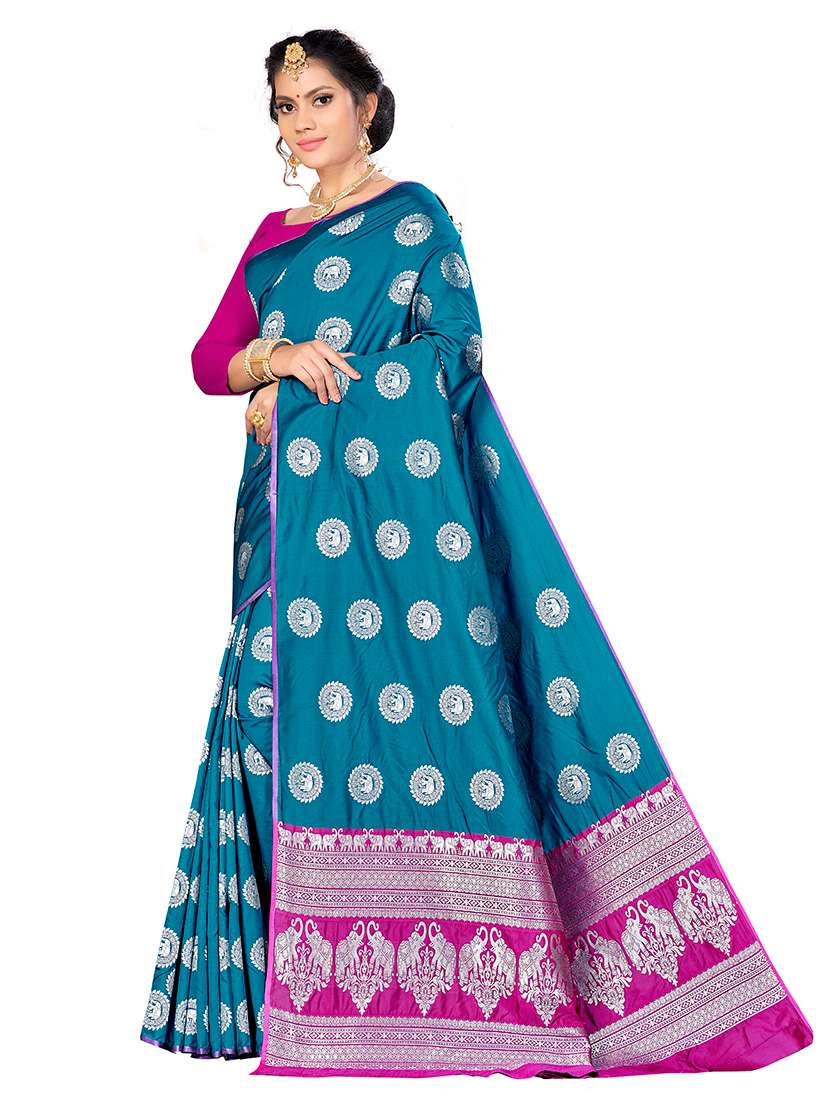 Women Self Design Banarasi Saree With Blouse - 22660293 -  Standard Image - 2