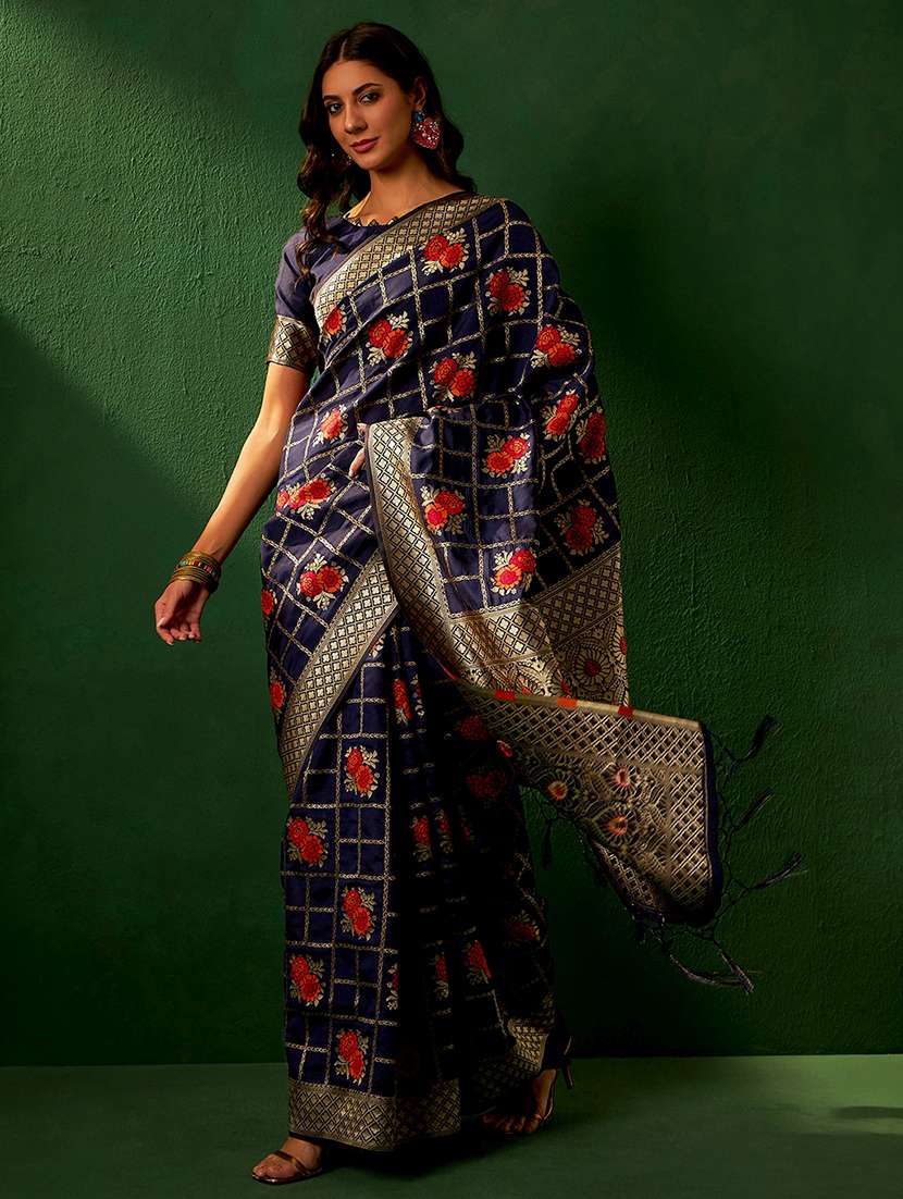 Women Self Design Banarasi Saree With Blouse - 22660327 -  Standard Image - 2