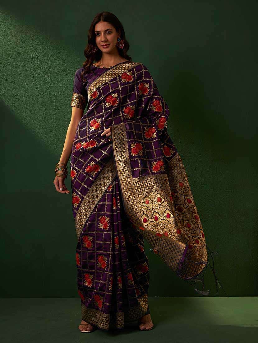 Women Self Design Banarasi Saree With Blouse - 22660328 -  Standard Image - 2