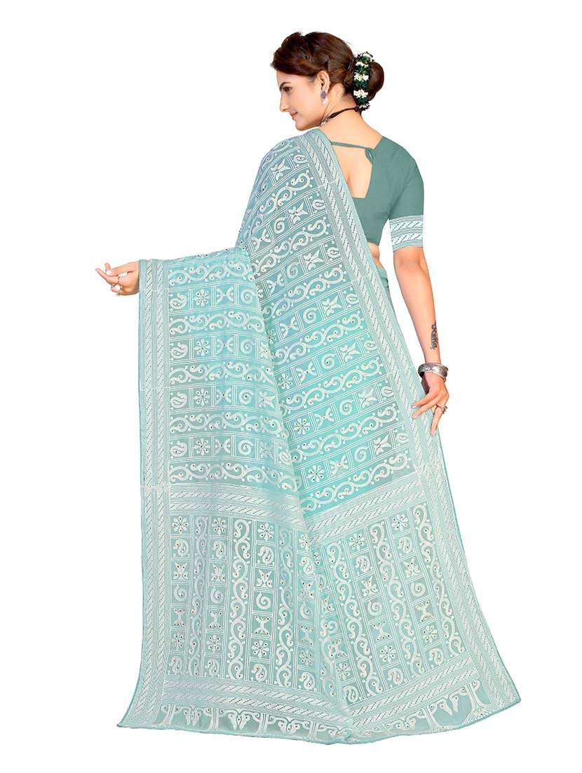 Women Solid With Work Embroidered Saree With Blouse - 22660426 -  Standard Image - 2
