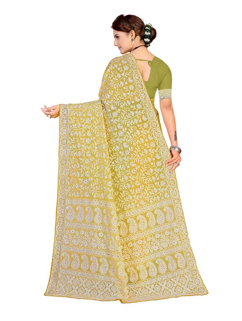 Women Solid With Work Embroidered Saree With Blouse - 22660427 -  Standard Image - 2